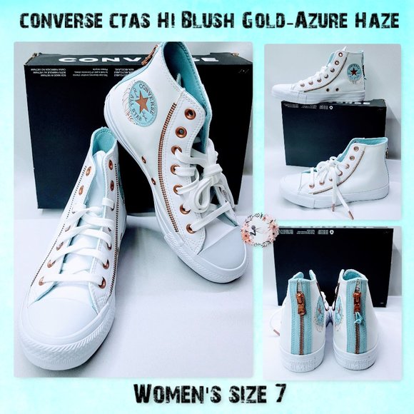 Converse Shoes - 🆕Converse CTAS HI White + Azure Haze size 7